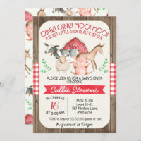 Invitation Baby shower Rustic Farm Animals
