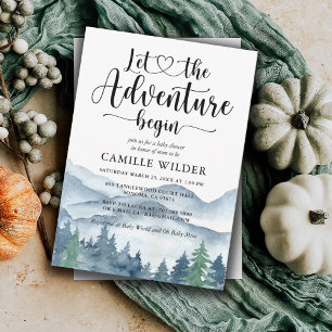 Invitation Baby shower Rustic Forest Adventure Mountains