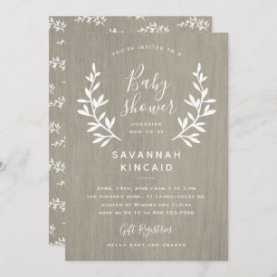Invitation Baby shower Rustic Laurels