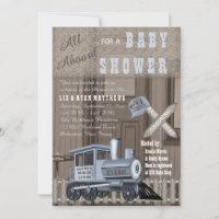 Baby shower Rustic Train Trailroad Crossing Invita