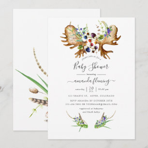 Invitation Baby Shower Rustique Aquarelle Forêt