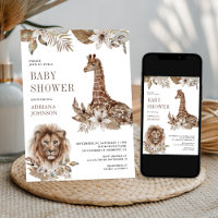Baby Shower Rustique Bohème Safari Lion et Girafe