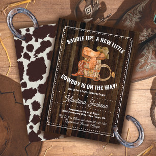 Invitation Baby shower rustique Bois Cowboy