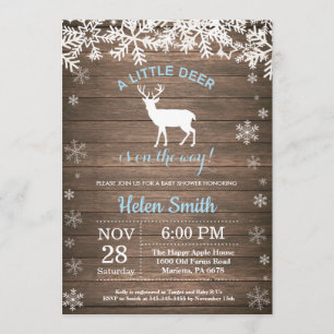 Invitation Baby shower rustique Bois de Bois d'hiver de Cerfs