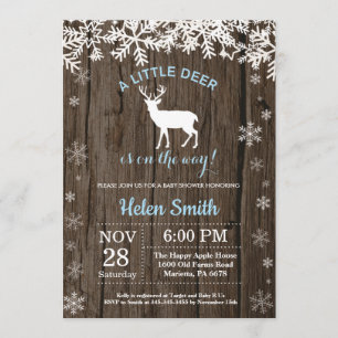 Invitation Baby shower rustique Bois de Bois d'hiver de Cerfs