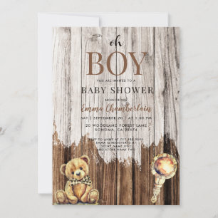 Invitation Baby shower Rustique Boy Boy
