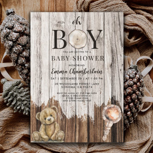 Invitation Baby shower Rustique Boy Boy