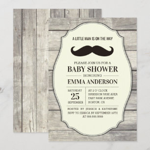Invitation Baby shower Rustique Boy Boy - Moustach