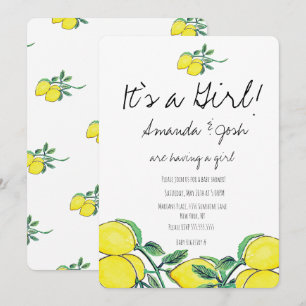 Invitation Baby shower rustique citron aquarelle Citrus Bunch