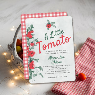 Invitation Baby shower rustique d'aquarelle petite tomate