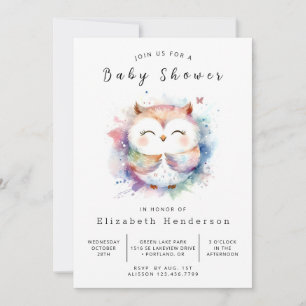 Invitation Baby shower rustique de chouette modifiable