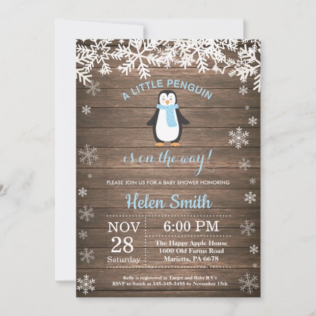 Invitation Baby shower rustique de crottes d'hiver (Devant)