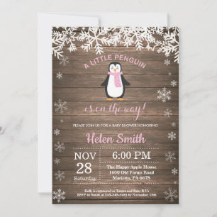Invitation Baby shower rustique de fille de flocon de neige