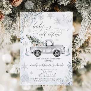 Invitation Baby shower rustique de flocon de neige de camion 