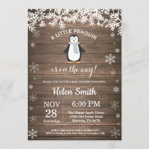 Invitation Baby shower rustique de flocon de neige en hiver d