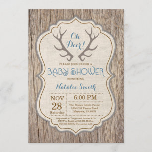 Invitation Baby shower rustique de garçon de cerfs communs