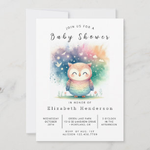 Invitation Baby shower rustique de hibou numérique