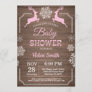 Invitation Baby shower rustique de la Fille des neiges des ce