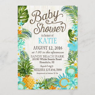 Invitation Baby shower rustique de la plage de Luau Hawiian
