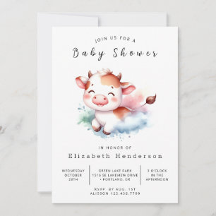 Invitation Baby shower rustique de la vache agricole