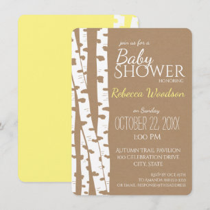 Invitation Baby shower rustique de l'arbre à oiseaux des bois
