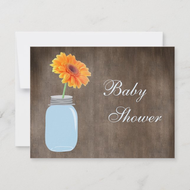 Invitation Baby shower rustique de marguerite de pot et de (Devant)