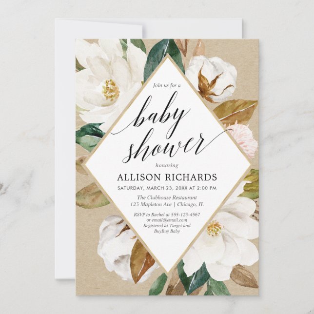Invitation Baby shower rustique de papier d'emballage de (Devant)