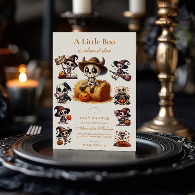 Invitation Baby shower rustique de squelette d'Halloween (Créateur téléchargé)