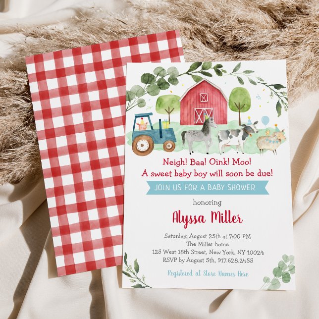 Invitation Baby shower rustique de verdure agricole (Créateur téléchargé)