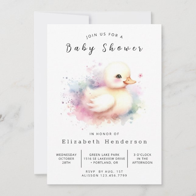 Invitation Baby shower rustique en ligne de canard (Devant)