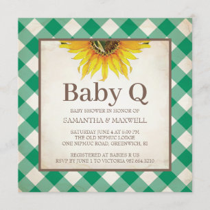 Invitation Baby shower Rustique En vichy Checker