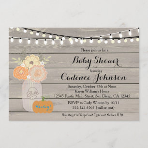 Invitation Baby shower Rustique Floral Orange Jaune Boy Invit