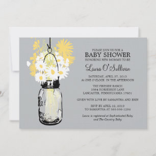 Invitation Baby shower rustique Mason Jar Daisies