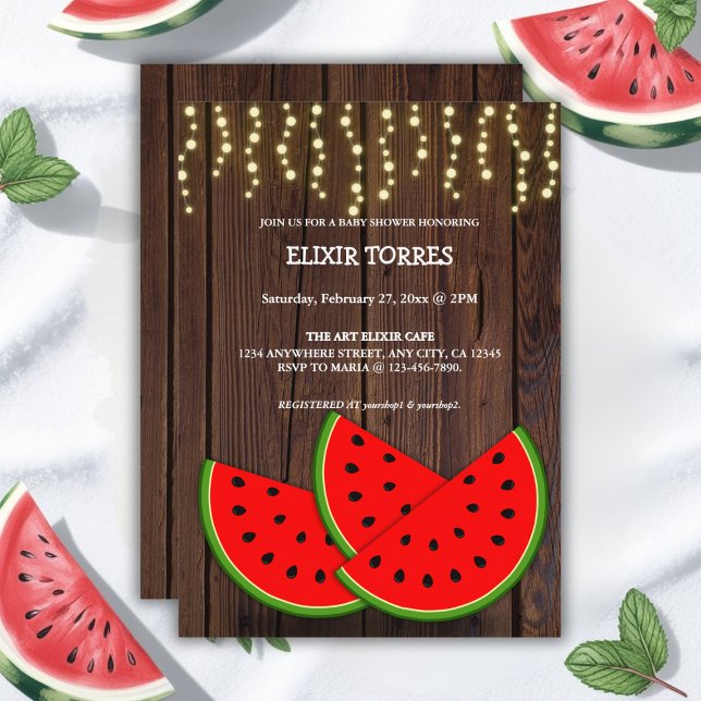 Invitation Baby shower Rustique moderne Watermelon Slices (Créateur téléchargé)