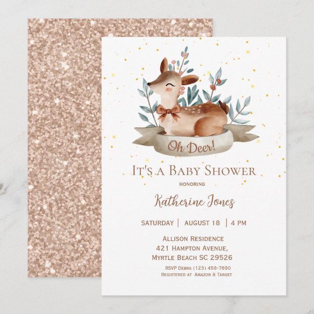 Invitation Baby shower rustique neutre entre hommes et femmes (Devant / Derrière)