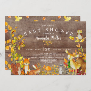 Invitation Baby shower rustique Neutre Forêt Boisé Animaux
