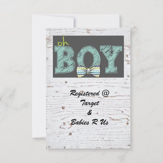 Invitation Baby shower rustique pour garçon (Dos)