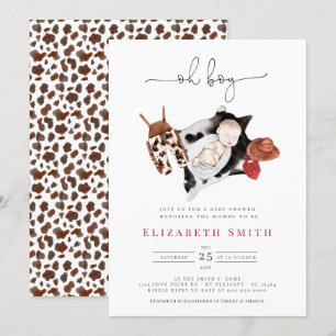 Invitation Baby shower rustique pour garçons d'aquarelle rust
