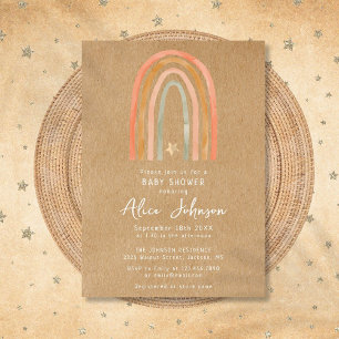 Invitation Baby shower Rustique Rainbow Et Star Boho