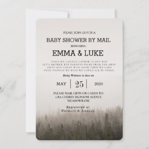Invitation Baby shower rustique Simple Forest Misty Landscape