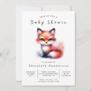 Invitation Baby shower rustique Woodland Charm Fox