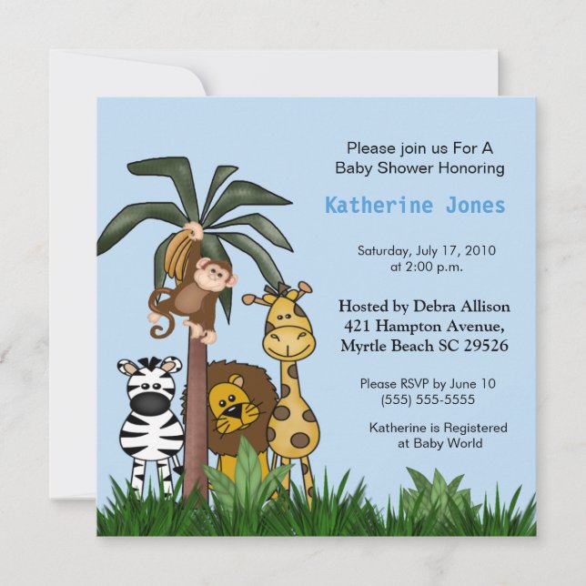 Invitation Baby shower Safari (Devant)