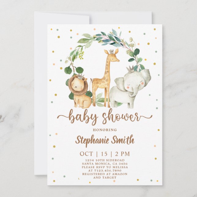 Invitation Baby shower Safari (Devant)