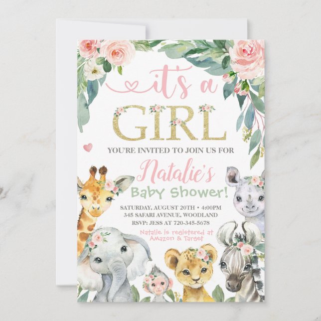 Invitation Baby shower Safari (Devant)