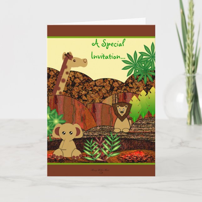 Invitation Baby shower Safari animal (Devant)