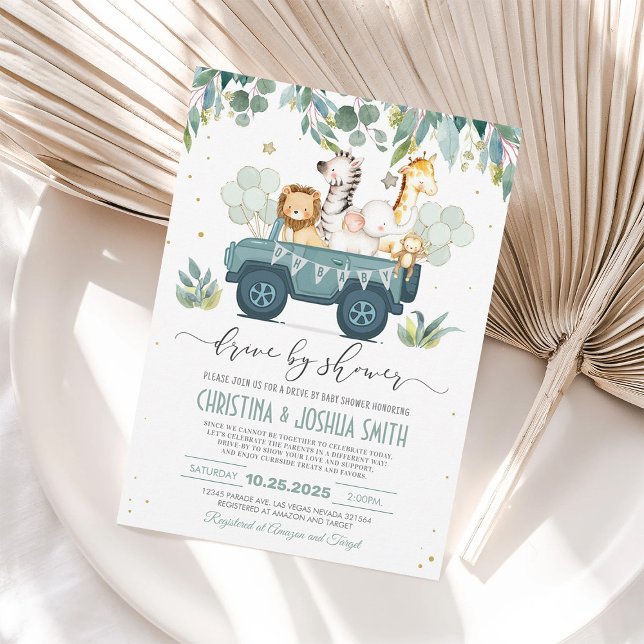 Invitation Baby shower Safari Animal Drive Thru (Créateur téléchargé)