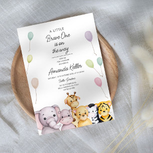 Invitation Baby shower Safari animal mignon