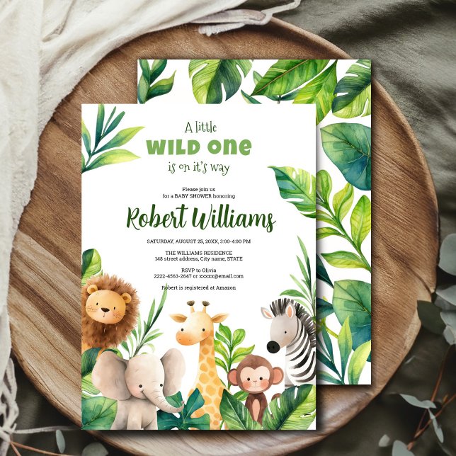 Invitation Baby shower Safari animal watercolor (Celebrate your little one’s arrival with this adorable African safari-themed baby shower invitation!)