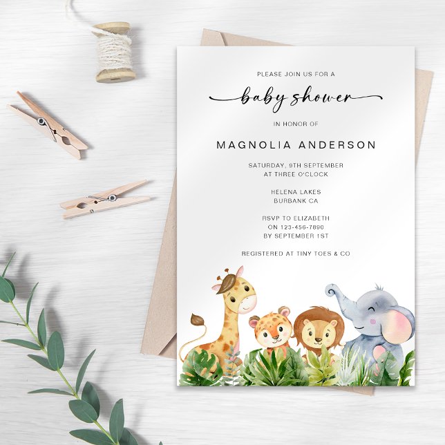 Invitation Baby shower Safari Animaux (Créateur téléchargé)
