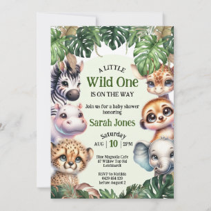 Invitation Baby shower Safari, Animaux de la jungle mignonne 